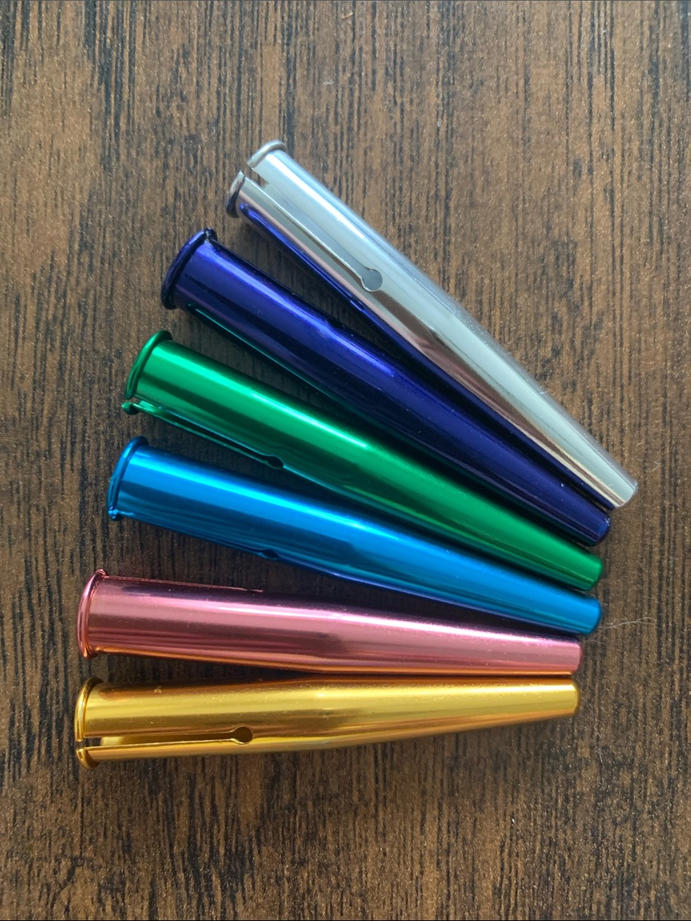 Metal Rainbow Aluminum Pencil Caps - Set of 6